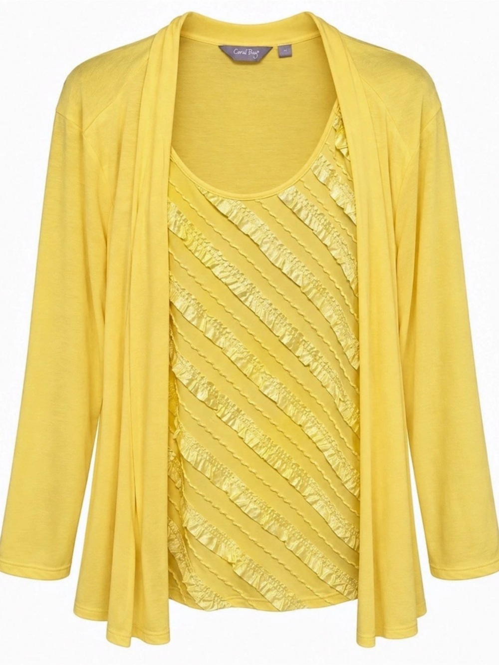 Coral Bay Yellow Layered Blouse Size Medium Like New